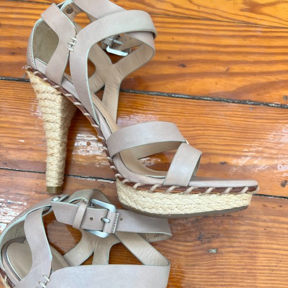 Via Spiga Beige Leather Espadrille Platform Sandal size 5 Never worn - Picture 2 of 8